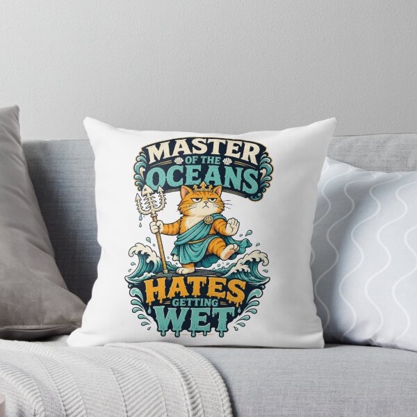 Item preview, Master of Oceans Hates Getting Wet Funny Cat Ocean Design designed and sold by Shabrinox.