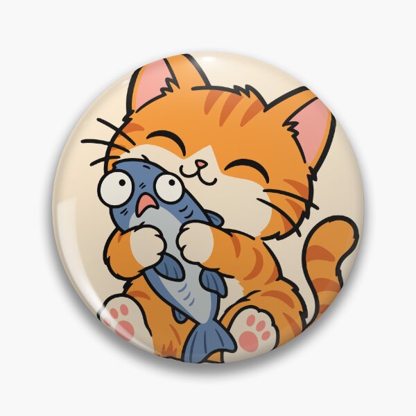 Item preview, Ginger Cat with a Fish – Greedy and Kawaii Cat designed and sold by MewMade.