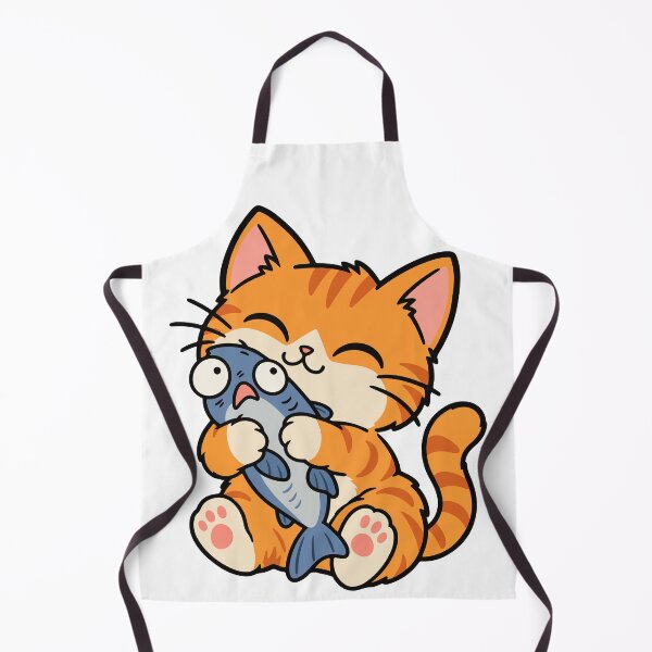 Item preview, Ginger Cat with a Fish – Greedy and Kawaii Cat designed and sold by MewMade.