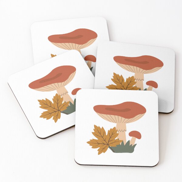Item preview, Autumn Mushroom with Maple Leaf Cottagecore Art designed and sold by ElenMart.