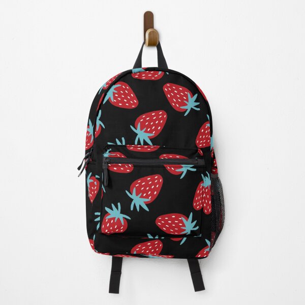 Item preview, Strawberry Fruit Pattern on Black designed and sold by Zaya_art.