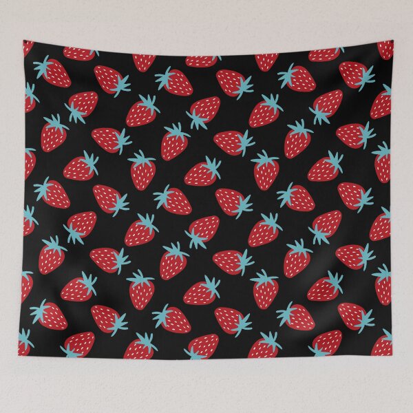 Item preview, Strawberry Fruit Pattern on Black designed and sold by Zaya_art.