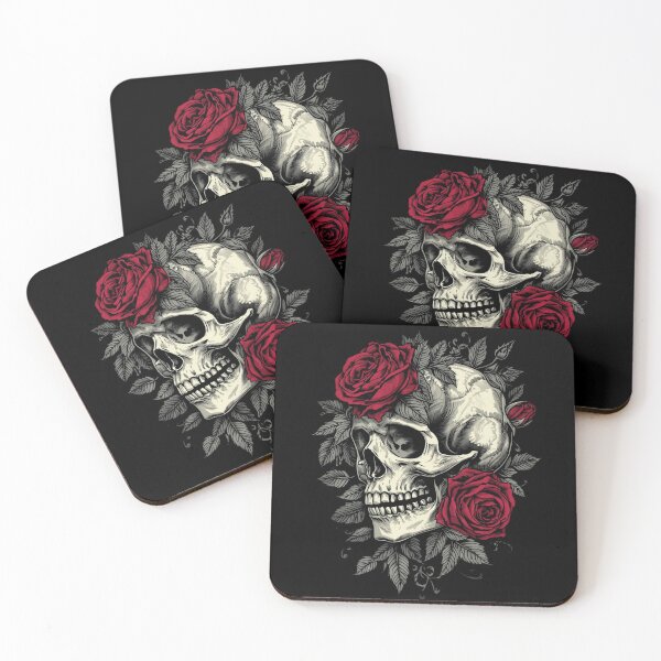Item preview, Gothic Skull with Red Roses Art designed and sold by NovaPrintLab92.