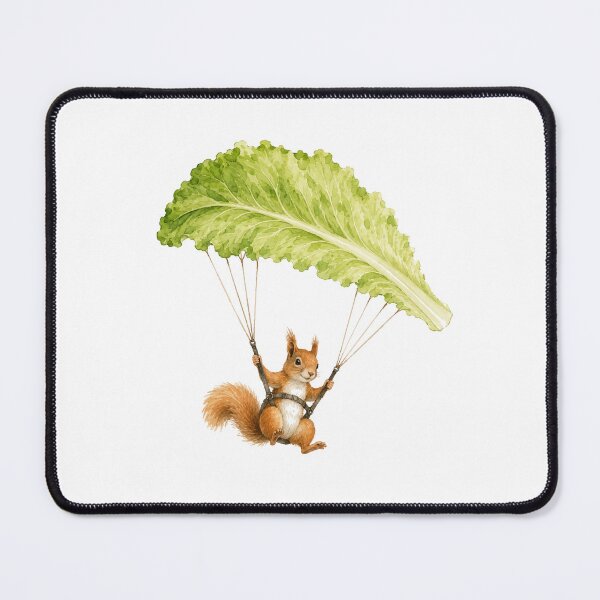 Item preview, Squirrel paragliding with a lettuce leaf designed and sold by Kisho.