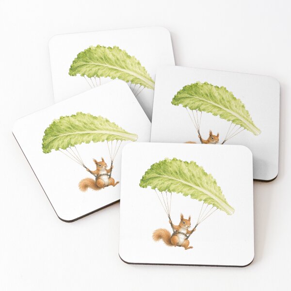 Item preview, Squirrel paragliding with a lettuce leaf designed and sold by Kisho.