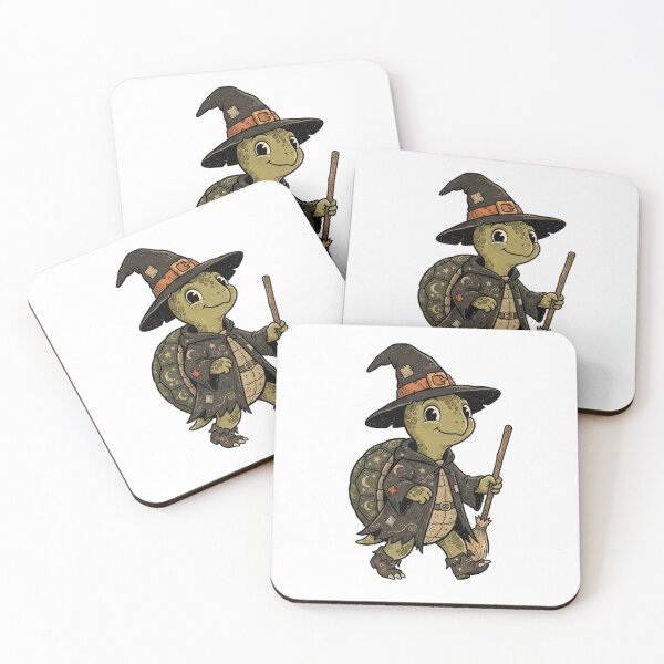 Item preview, Spooky Magical Turtle with Witch Hat and Broom - Woodland Halloween  designed and sold by SOUFIANE1991.