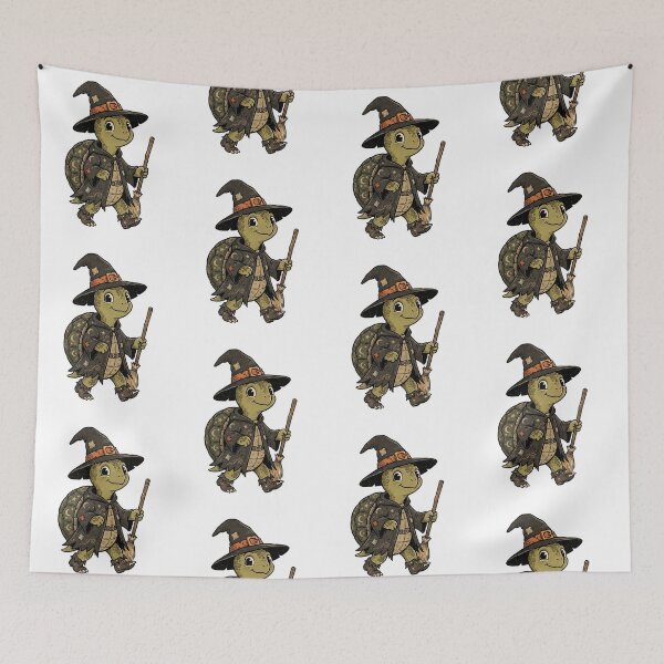 Item preview, Spooky Magical Turtle with Witch Hat and Broom - Woodland Halloween  designed and sold by SOUFIANE1991.