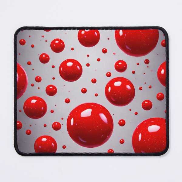 Item preview, Floating Red Spheres – Glossy 3D Abstract Bubble Pattern Art Print designed and sold by Kaleidoscope Print.