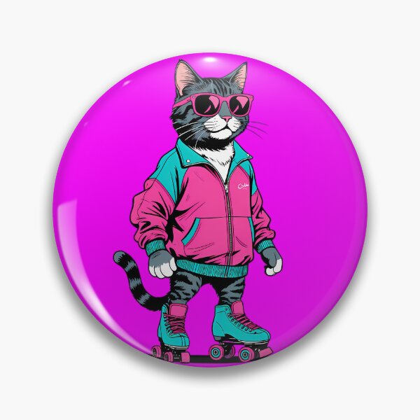 Item preview, 80s Retro Roller Skating Cat designed and sold by Structure-Blue.