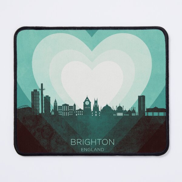 Item preview, Brighton England Skyline Hearts Teal designed and sold by ArtPrints.