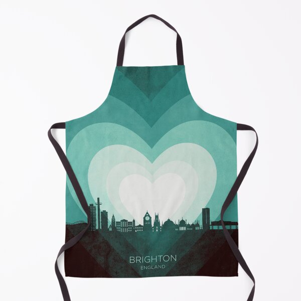 Item preview, Brighton England Skyline Hearts Teal designed and sold by ArtPrints.