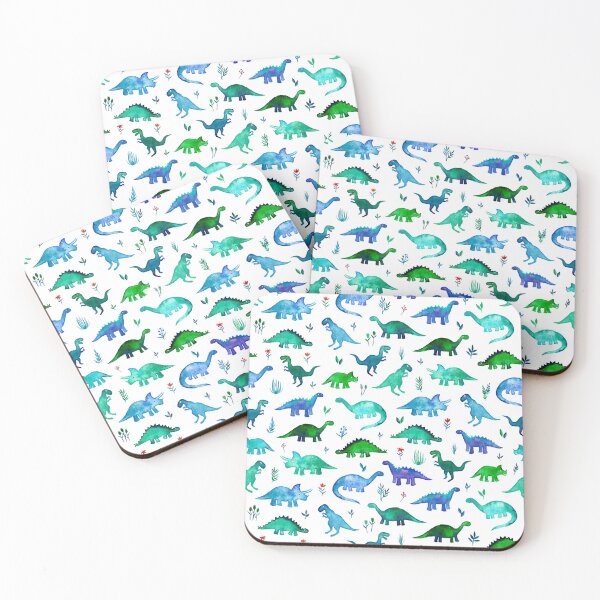 Item preview, Tiny Dinos in Blue and Green on White designed and sold by micklyn.