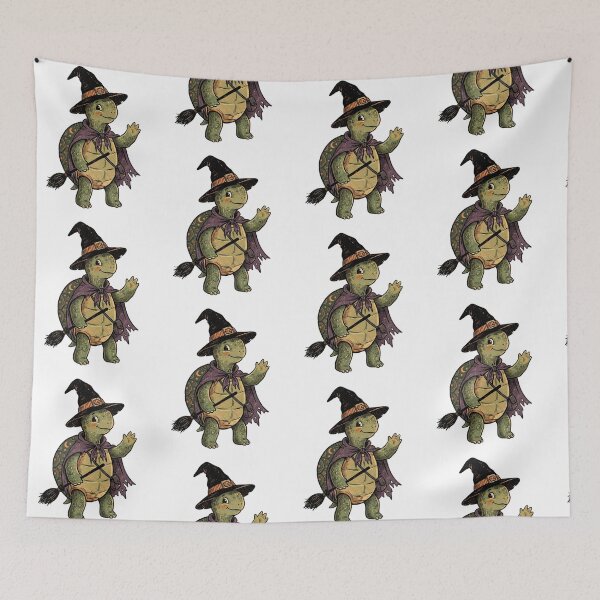 Item preview,  Spooky Magical Turtle with Witch Hat and Broom - Woodland Halloween  designed and sold by SOUFIANE1991.