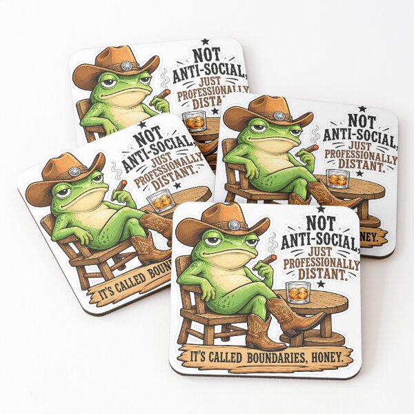 Item preview, Not Anti-Social, Just Professionally Distant Funny Cowboy Frog designed and sold by LinaDesign Store.