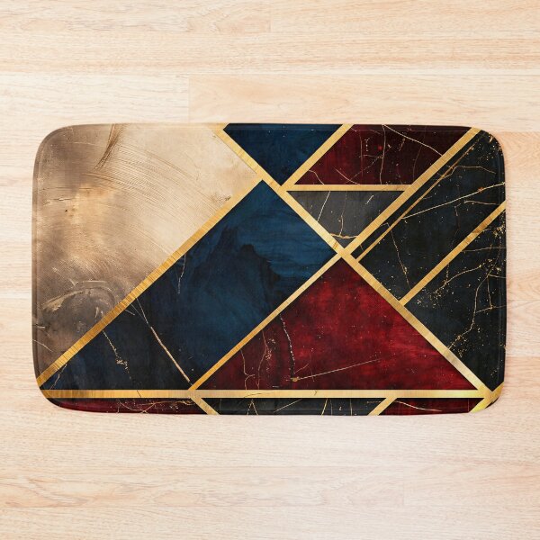 Item preview, Luxury Geometric Abstract in Red Blue and Gold – Modern Art Deco Pattern Print designed and sold by Kaleidoscope Print.