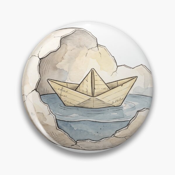 Item preview, Paper Boat in an Eggshell Sea designed and sold by InkPixell.