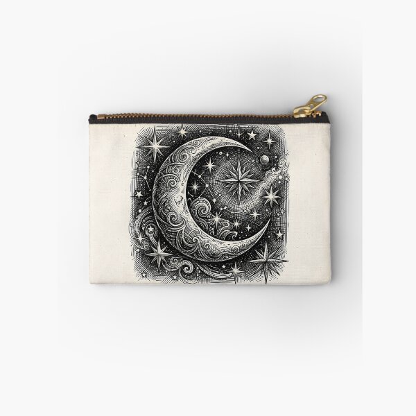 Item preview, Crescent Moon and Stars Pen and Ink Drawing designed and sold by Ev3rGr33n-.