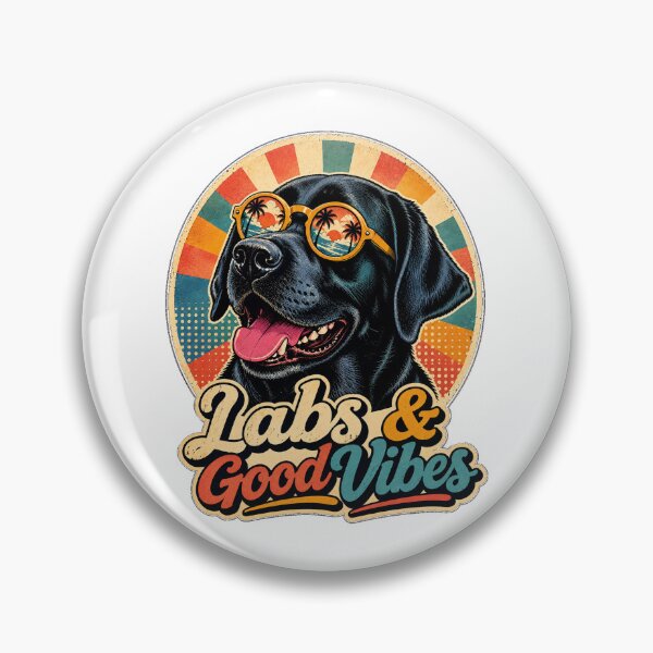 Item preview, Retro Black Lab Good Vibes – Funny Labrador Dog Lover Design designed and sold by Retroteez.