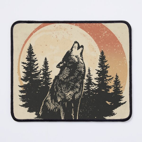 Item preview, Howling Wolf Forest Sunset Vintage Illustration designed and sold by Ev3rGr33n-.