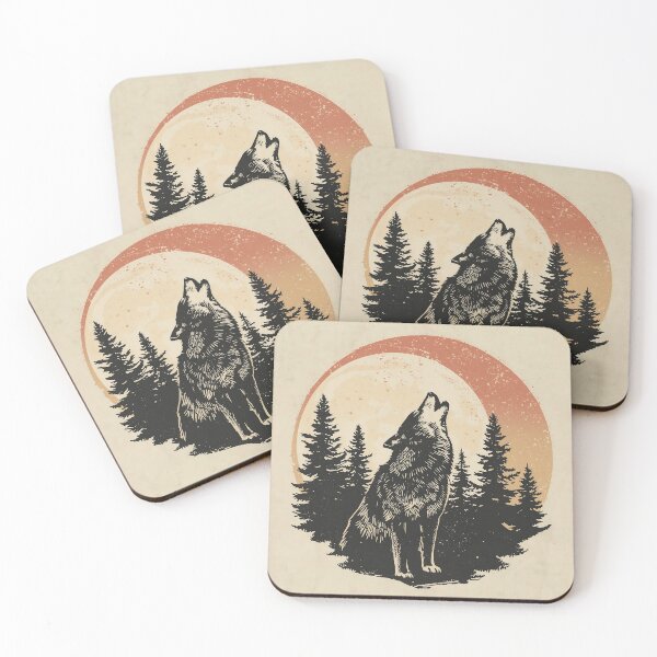 Item preview, Howling Wolf Forest Sunset Vintage Illustration designed and sold by Ev3rGr33n-.