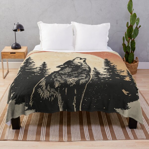 Item preview, Howling Wolf Forest Sunset Vintage Illustration designed and sold by Ev3rGr33n-.