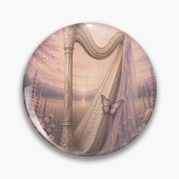 Item preview, Harp & Flowers – Dreamy Floral Harp Butterfly Design for Music Lovers designed and sold by SVALANART.