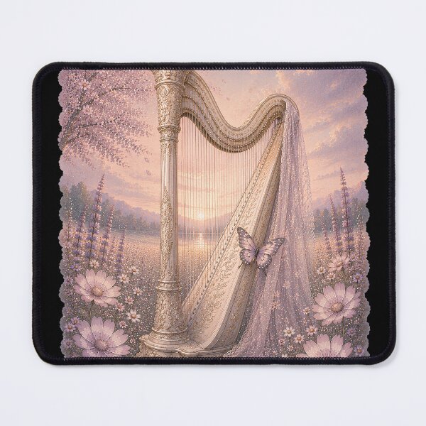 Item preview, Harp & Flowers – Dreamy Floral Harp Butterfly Design for Music Lovers designed and sold by SVALANART.
