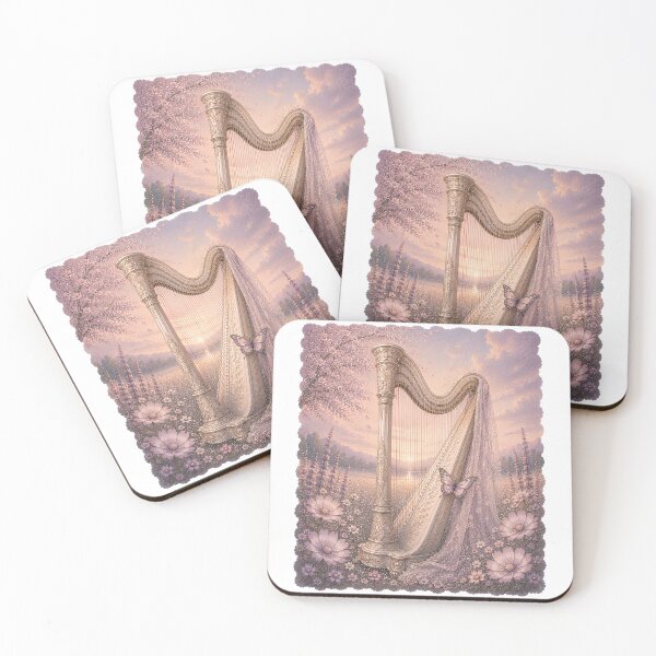Item preview, Harp & Flowers – Dreamy Floral Harp Butterfly Design for Music Lovers designed and sold by SVALANART.