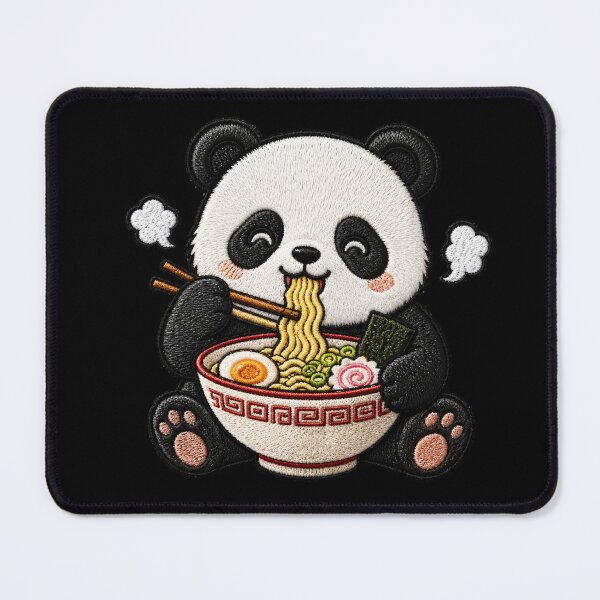 Item preview, Funny Panda Eating Ramen Kawaii Embroidery Patch designed and sold by ColorSplash123.