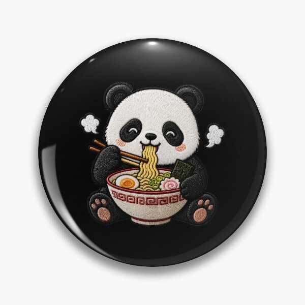 Item preview, Funny Panda Eating Ramen Kawaii Embroidery Patch designed and sold by ColorSplash123.