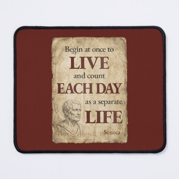 Item preview, Begin at Once to Live - Seneca - Vintage Distressed Stoic Quote - Roman Red Version designed and sold by Stoic Core.