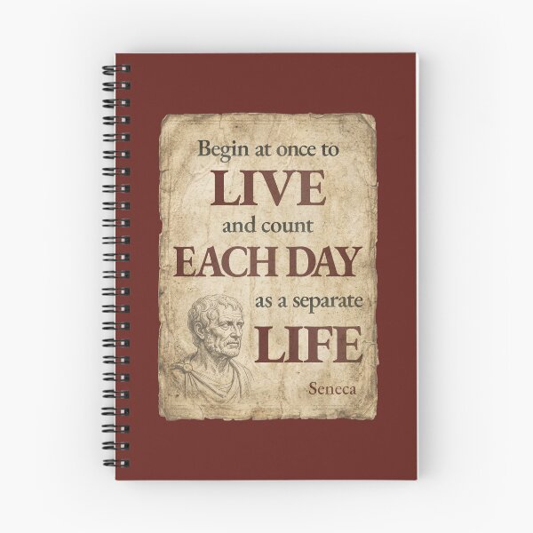Item preview, Begin at Once to Live - Seneca - Vintage Distressed Stoic Quote - Roman Red Version designed and sold by Stoic Core.