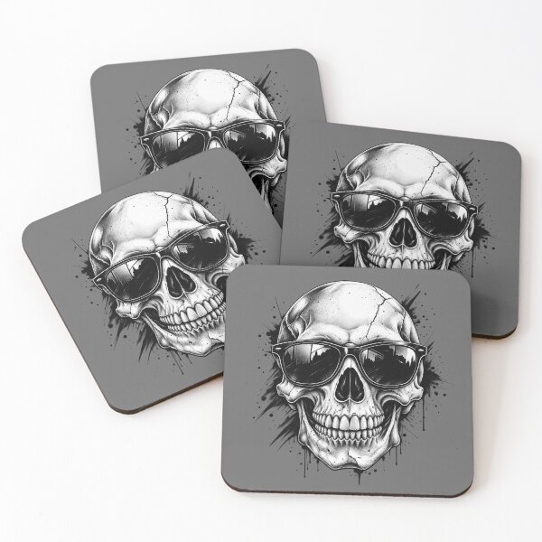 Item preview, Cool Skull Graffiti Style – Black and White Ink Drawing with City Reflection designed and sold by littlepiptales.