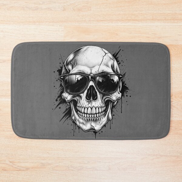 Item preview, Cool Skull Graffiti Style – Black and White Ink Drawing with City Reflection designed and sold by littlepiptales.