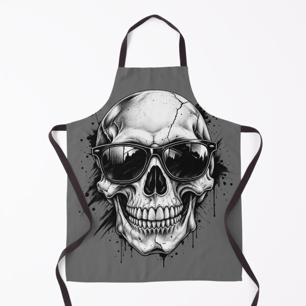 Item preview, Cool Skull Graffiti Style – Black and White Ink Drawing with City Reflection designed and sold by littlepiptales.