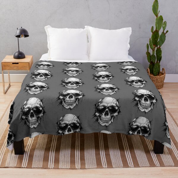 Item preview, Cool Skull Graffiti Style – Black and White Ink Drawing with City Reflection designed and sold by littlepiptales.