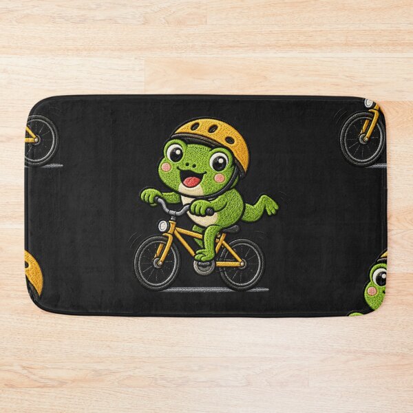 Item preview, Cute Frog Riding a Bicycle Kawaii Embroidery Patch designed and sold by ColorSplash123.