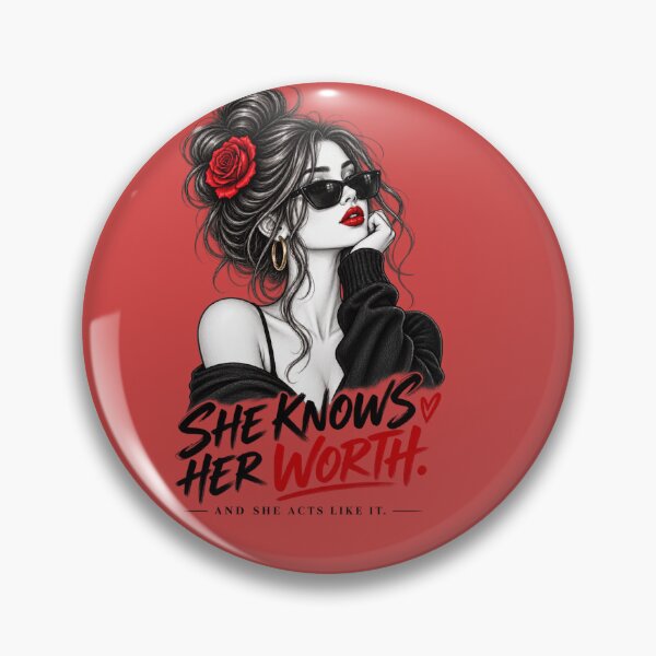 Item preview, She Knows Her Worth Empowering Woman Red Black designed and sold by     GoodVibe Prints.