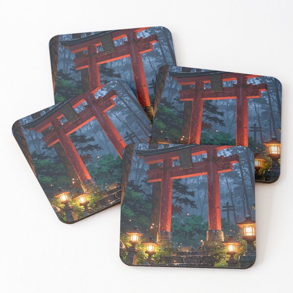 Item preview, Japanese Torii Gate Mystical Forest Glowing Lanterns Shrine Art designed and sold by LYAN-STORE.