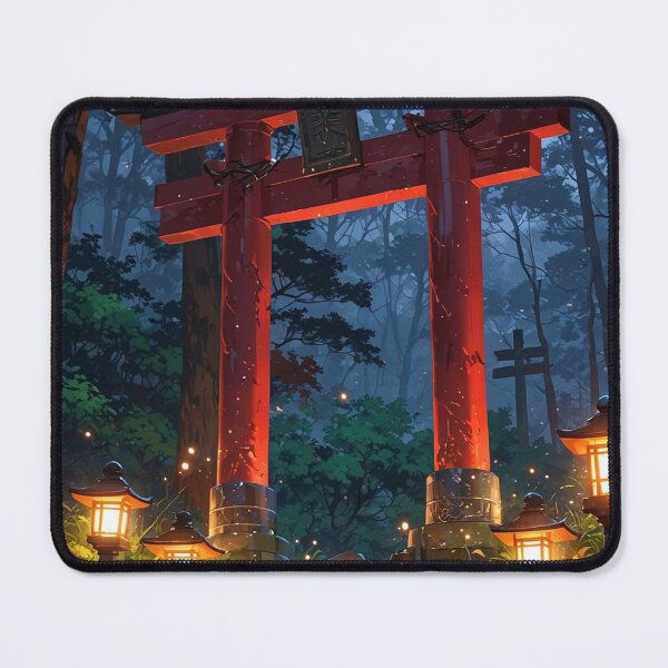 Item preview, Japanese Torii Gate Mystical Forest Glowing Lanterns Shrine Art designed and sold by LYAN-STORE.