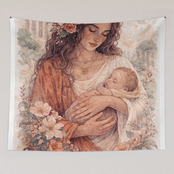 Item preview, Rhea and Child – A Divine Motherhood Watercolour Painting designed and sold by GalleryKauffeld.