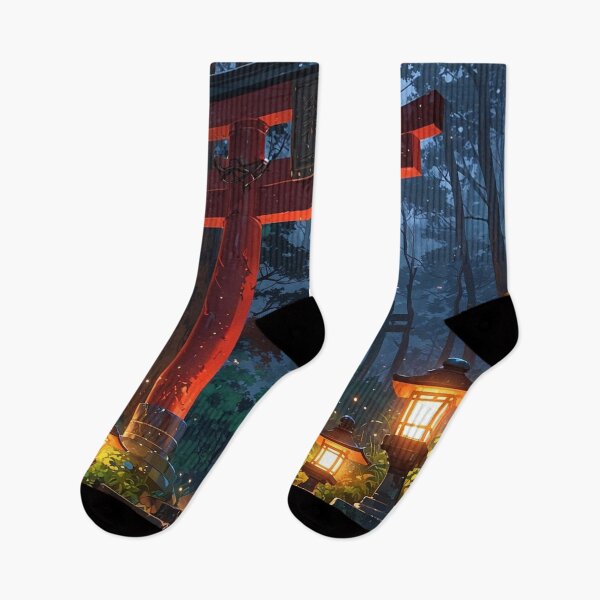 Item preview, Japanese Torii Gate Mystical Forest Glowing Lanterns Shrine Art designed and sold by LYAN-STORE.