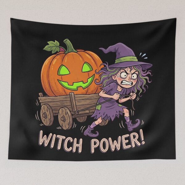 Item preview, Witch Power Funny Witch Pulling Giant Pumpkin Halloween designed and sold by Sekla-Studio.