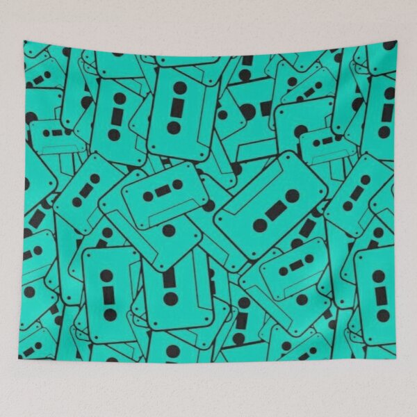 Item preview, Retro Turquoise Cassette Tape Pattern 80s 90s Music Nostalgia Art designed and sold by LYAN-STORE.