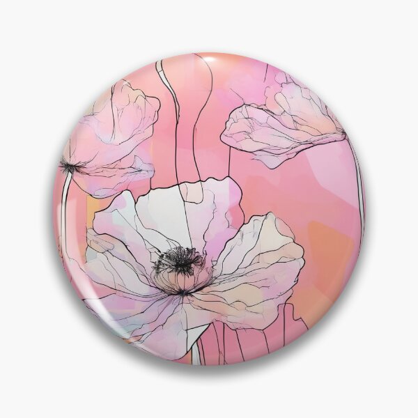 Item preview, PINK POPPY V011 Peach Rose Blush Pen Pencil Ink Watercolor Art Print Party Decoration~Baby/Bridal/Wedding/Birthday Gift Favor designed and sold by Spinning Plates 360.