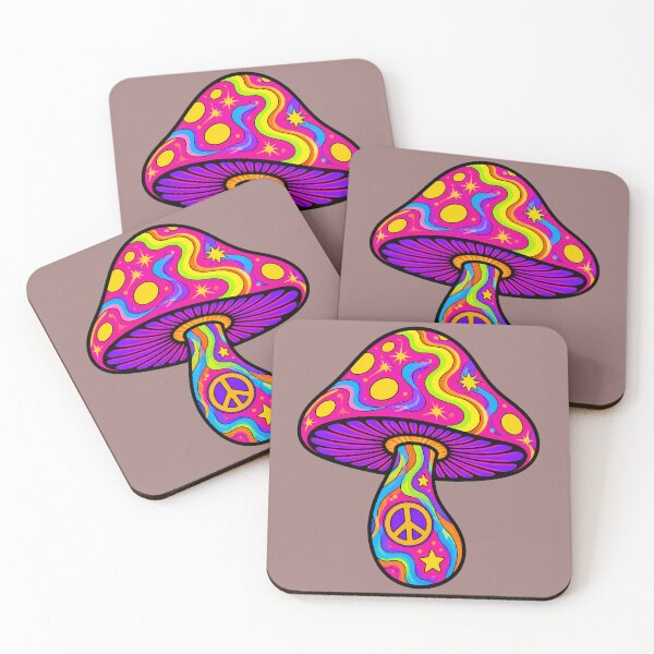 Artikelvorschau, Psychedelic Mushroom – Retro Peace Vibes- bunter Pilz entworfen und verkauft von design-rebell.