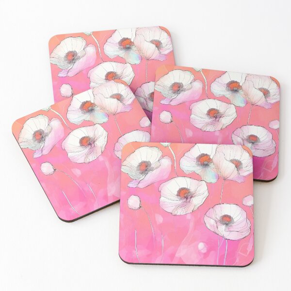 Item preview, PINK POPPY V012 Peach Rose Blush Pen Pencil Ink Watercolor Art Print Party Decoration~Baby/Bridal/Wedding/Birthday Gift Favor designed and sold by Spinning Plates 360.