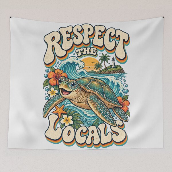 Item preview, Respect The Locals Sea Turtle Retro Surf Art Great Barrier Reef Turtle Souvenir designed and sold by Yellowriversss.