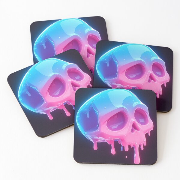 Item preview, Melting Glossy Neon Skull Pastel Goth Dripping Liquid Art designed and sold by LYAN-STORE.