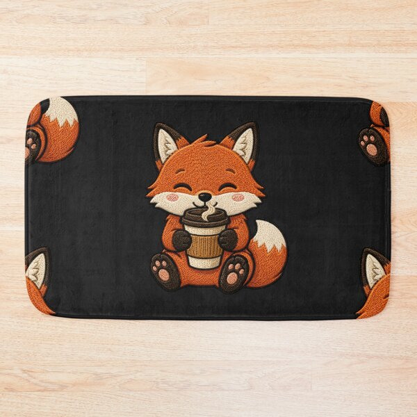 Item preview, Cute Fox Drinking Coffee Kawaii Embroidery Patch designed and sold by ColorSplash123.